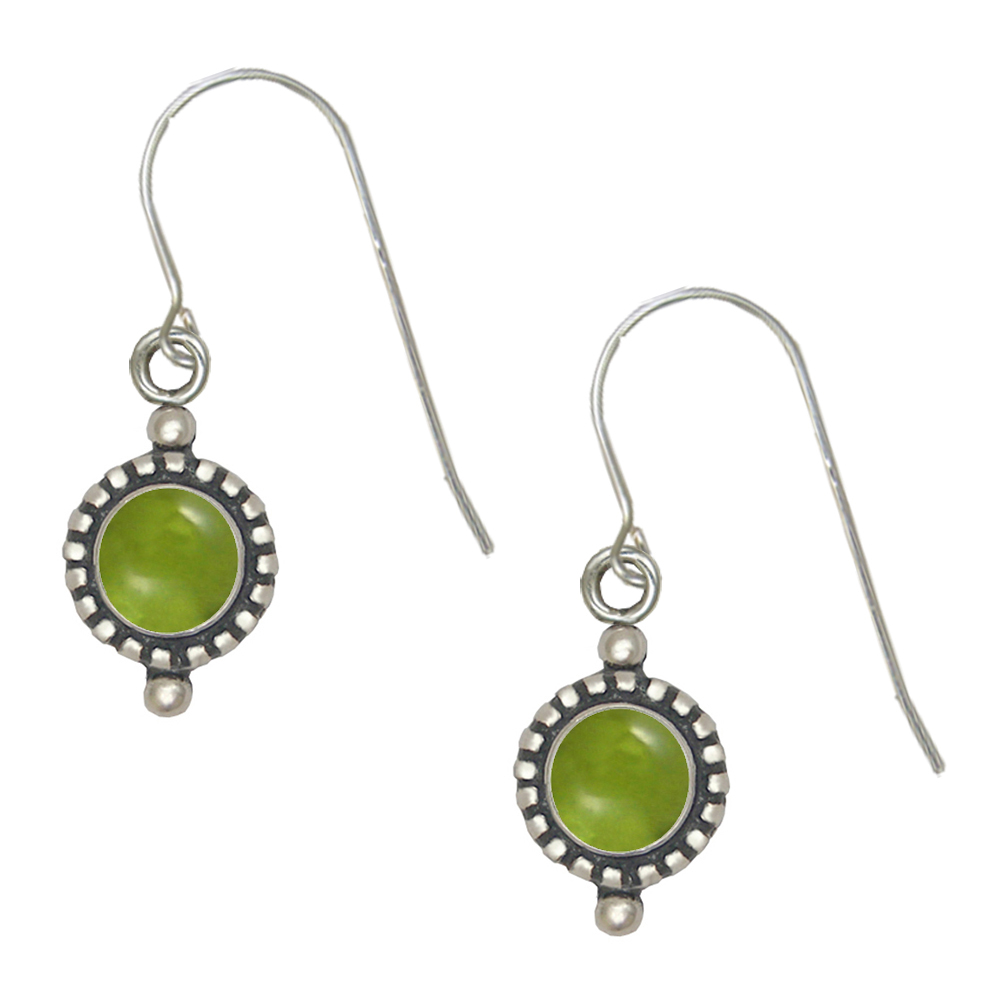 Sterling Silver Little Peridot Gemstone Drop Dangle Earrings